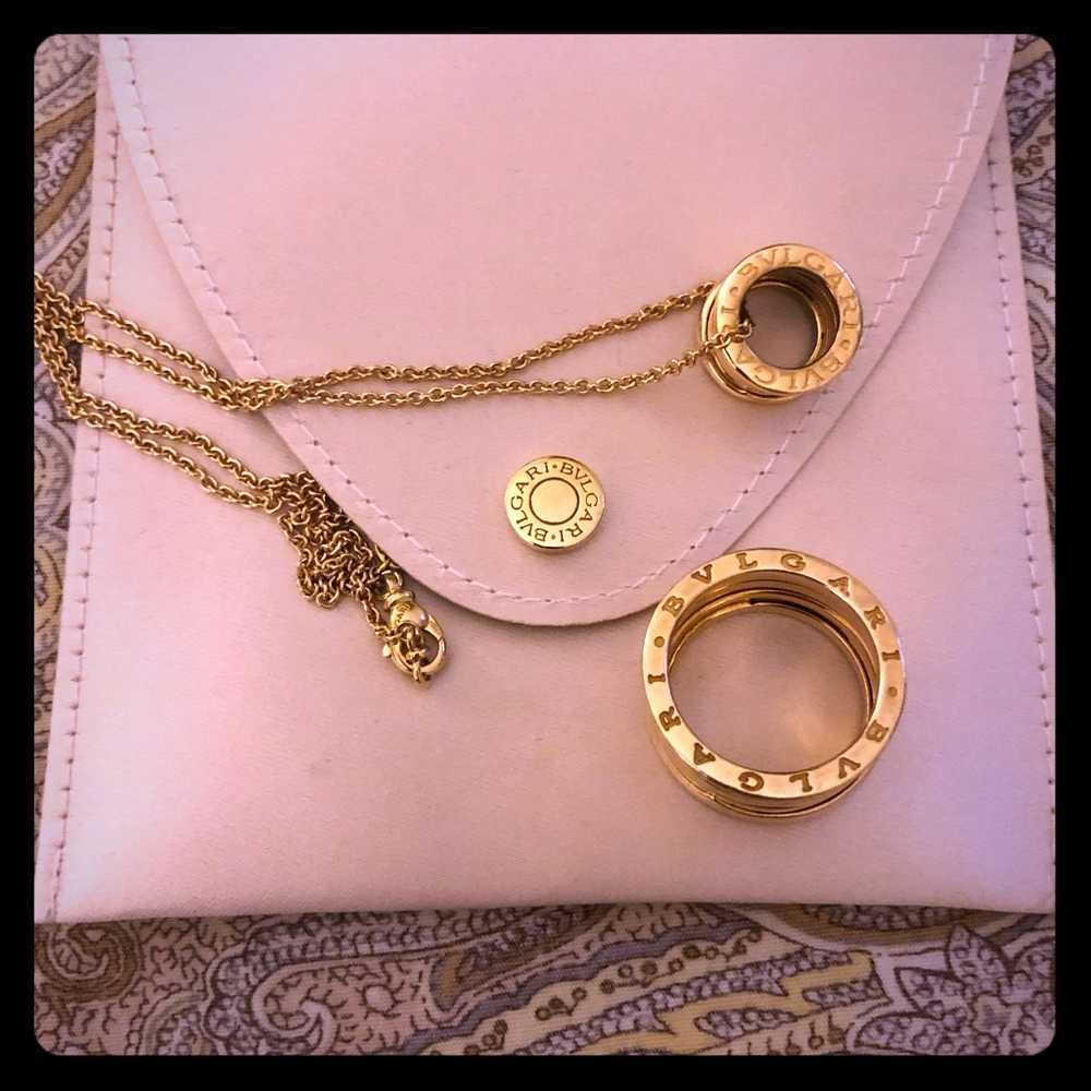 BVLGARI Bzero1 Gold Ring and Necklace